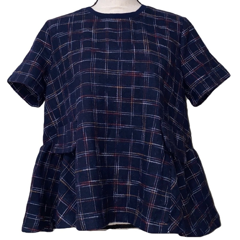 Daphnea Allsha brushed check peplum boxy top